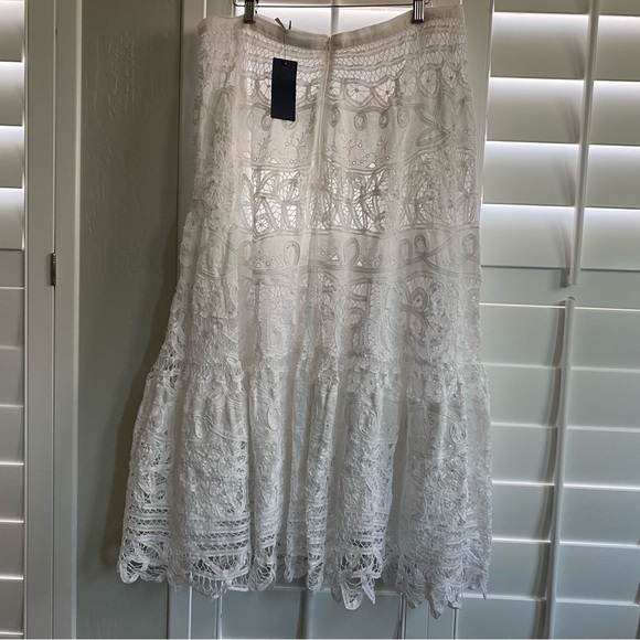 Polo by Ralph Lauren Battenberg-Lace Linen White Midi/Maxi Skirt size 14 NWT - Picture 2 of 15
